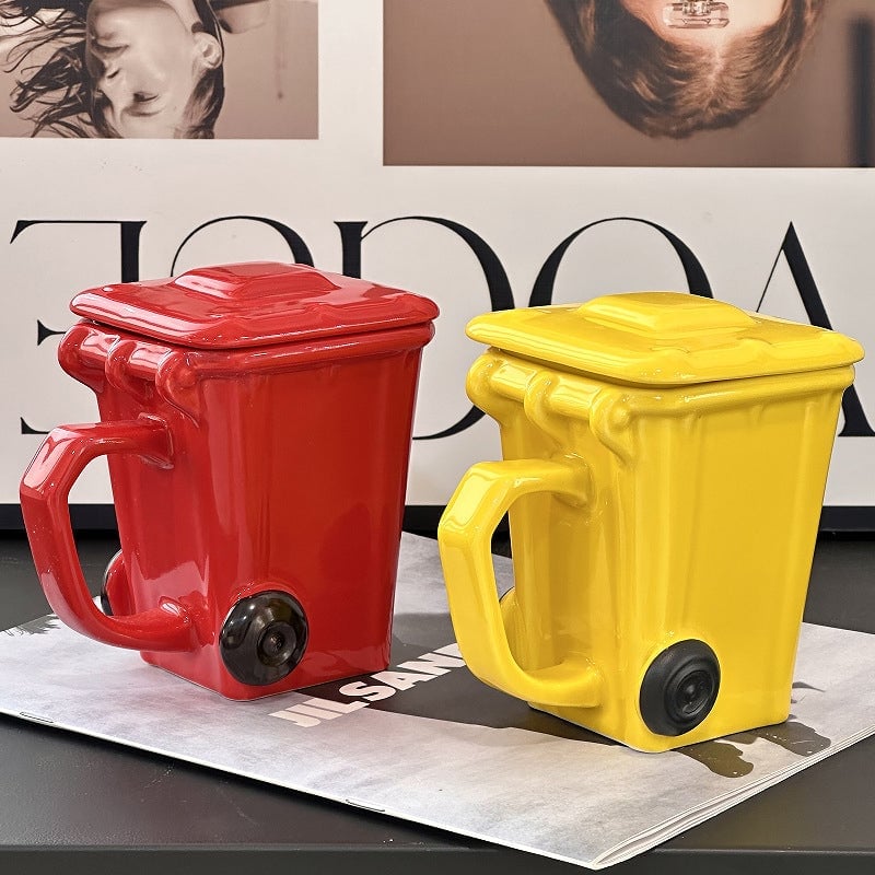 Creative Quirky Trash Can Ceramic Cup