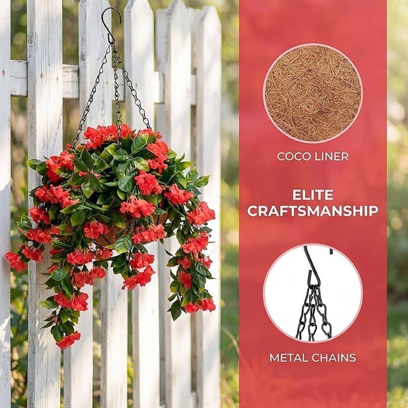 Faux Crepe Myrtle Hanging Baskets