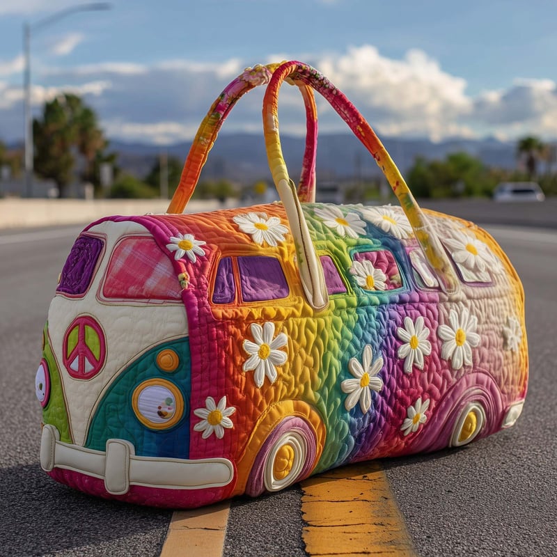 Quilted Floral Travel Duffel Bag