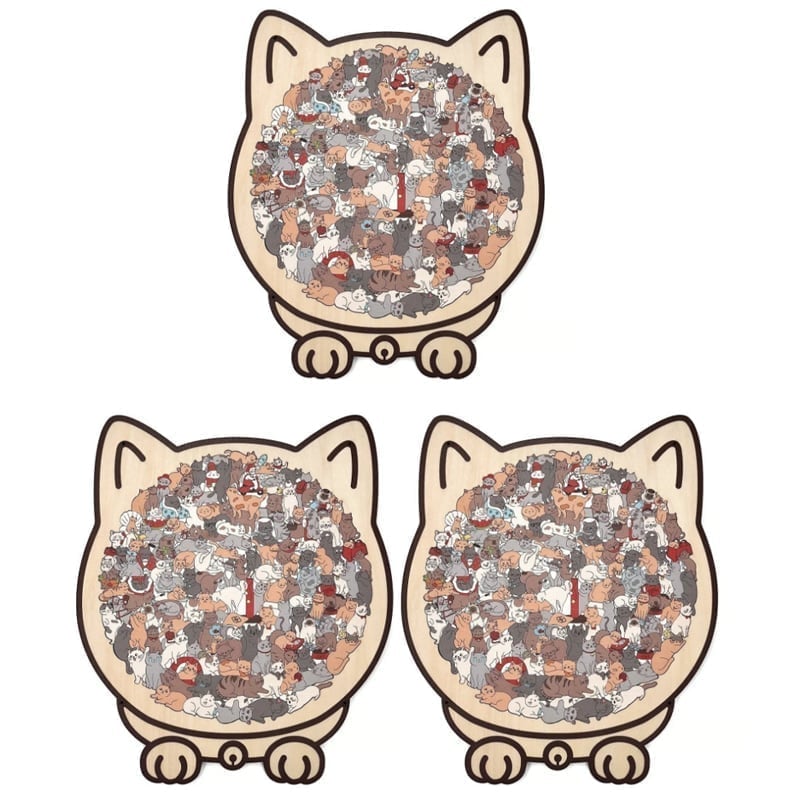 135-Piece Cat-Shaped Wooden Puzzle