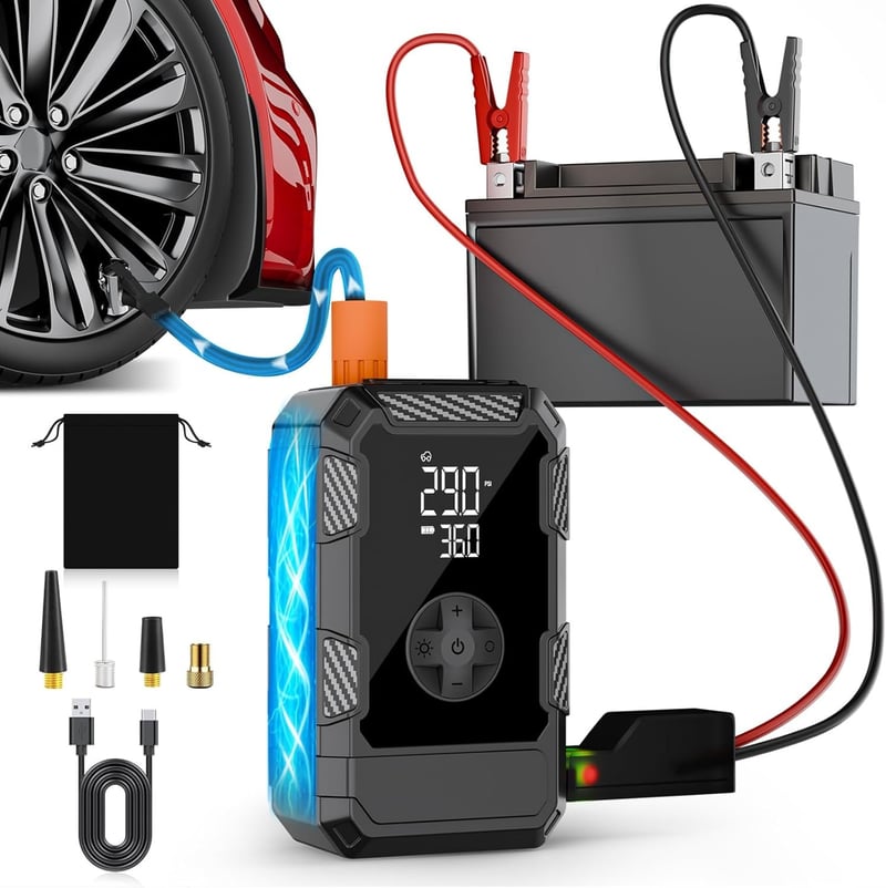 3-in-1 Emergency Jump Starter & Compressor System