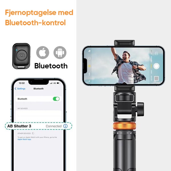 Selfie Stick-stativ med Bluetooth-fjernbetjening