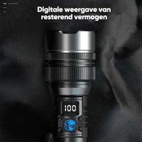 Waterdichte, oplaadbare 2-in-1 zaklamp met digitaal display en sterk licht
