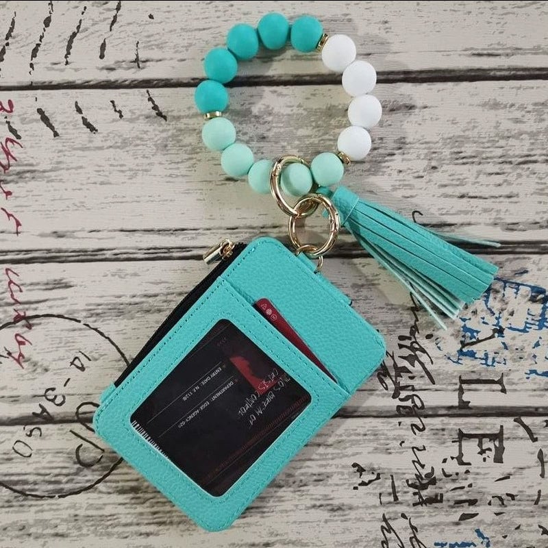 Stylischer Kartenhalter mit Silikon-Perlen-Armband