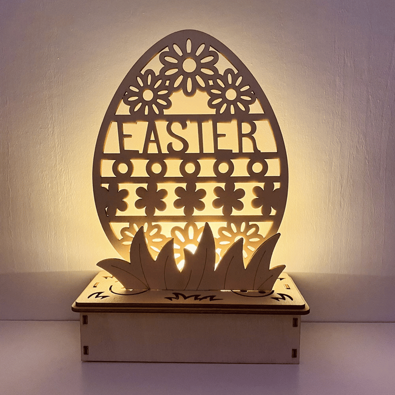Houten doe-het-zelf-ornament in eivorm
