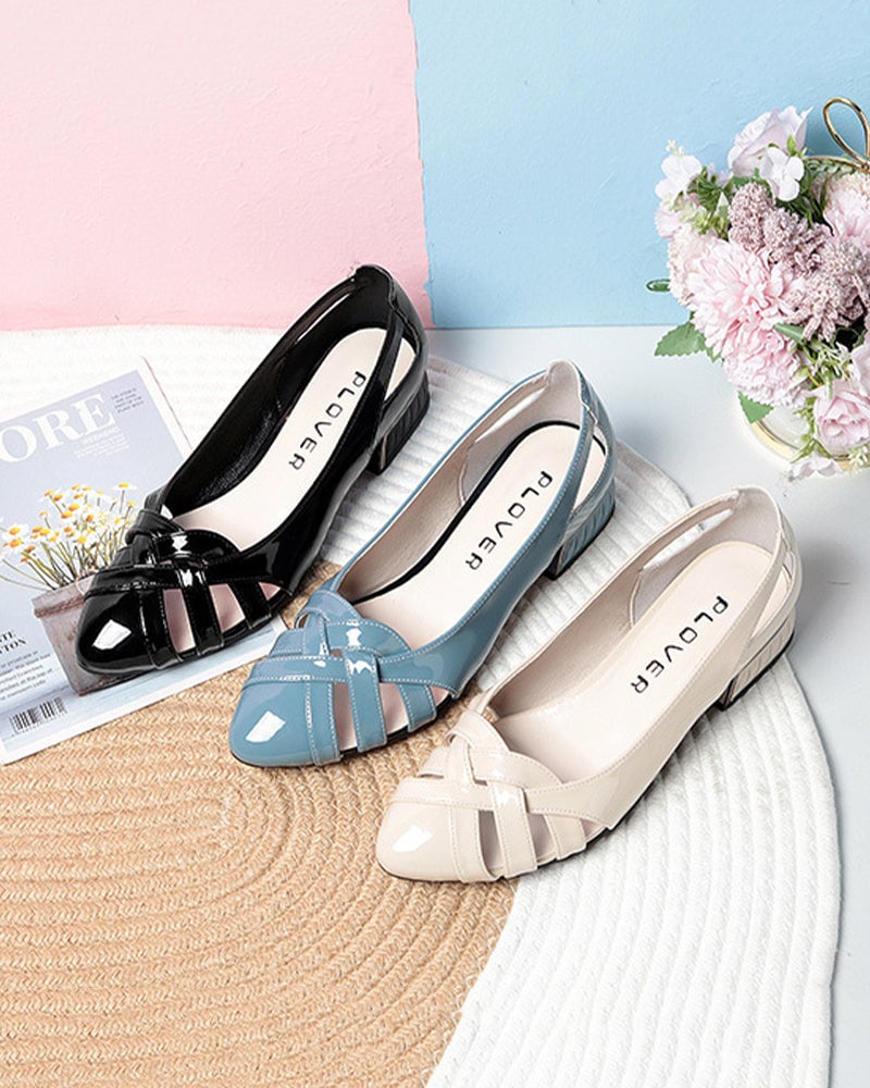 Cutout low heel flats