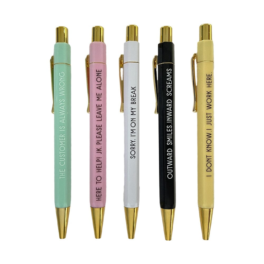 5 pcs Funny Customer Service Ballpoint Pens(Black Ink)