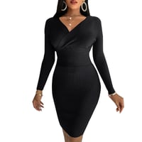 Vestido sexy de punto elástico alto