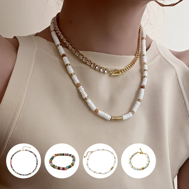 Frisbee Natural Beaded Necklace