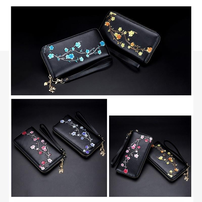 Women's Plum Blossom RFID Long Clutch/Wallet