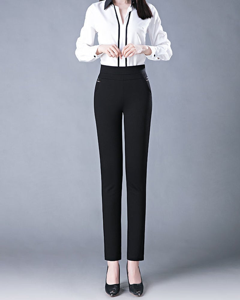 Højtaljede business pants med lommer