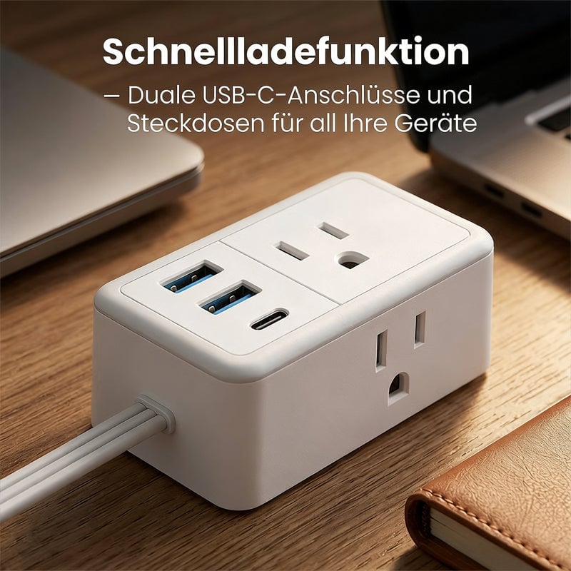 6-in-1 Doppel-Verlängerungskabel-Steckdosenleiste