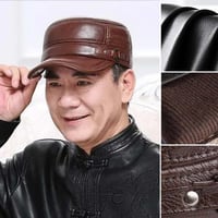 Neue Wintermütze für Herren mit Ohrenschutz aus Schaffell, flacher Schirm