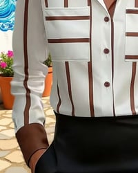 Striped Pocket Satin Casual Shirt