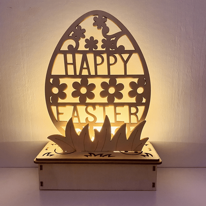 Houten doe-het-zelf-ornament in eivorm