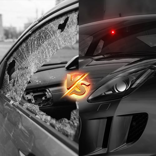 Solar car security warning light compared with vehicle break-in