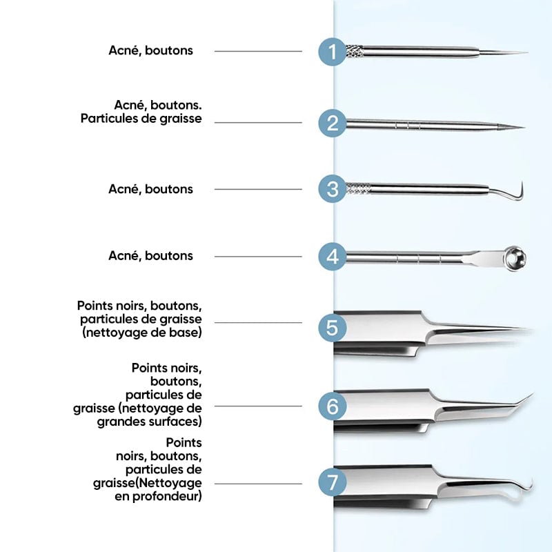 Kit d'outils en acier inoxydable pour l'élimination des points noirs