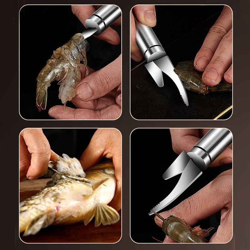 Coltello multifunzionale per fauci di pesce con linea di gamberetti 5 in 1