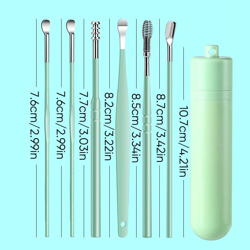 6 Counts Set Stainless Steel Spiral Ear Massage Cleaning Tool