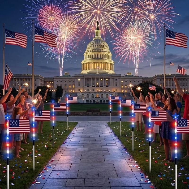 Outdoor Independence Day Decorative Light Post