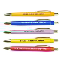 5 pcs Funny Teachers Ballpoint Pens Set (3*Black Ink+2*Red Ink)