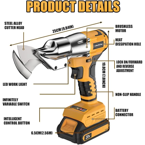 Sakerplus Cordless Sheet Brushless Metal Cutter