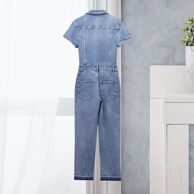 Schmale Bootcut Denim-Jumpsuit