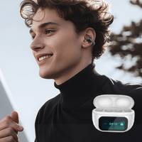 Clip-On Ear LCD Full Color Touch Screen Audio Wireless Headphones