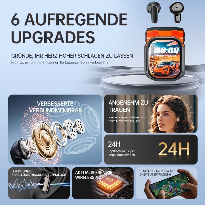 👂HD-Farbbildschirm, intelligente Rauschunterdrückung, Kopfhörer mit KI-Übersetzung