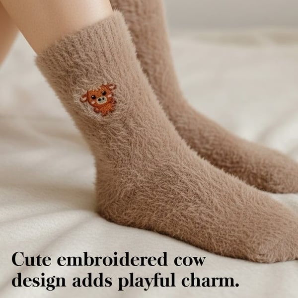 Cute Cow Slipper Socks