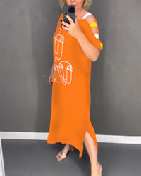 Robe Épaules Dénudées Découpée Imprimé Fente