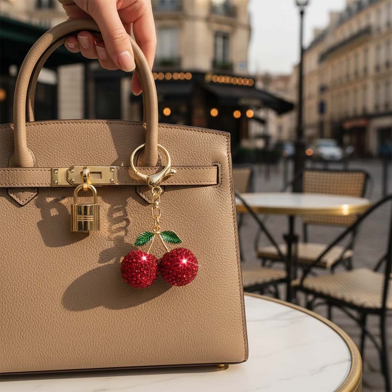 Cherry-Inspired Luxury Keychain Bag Charm