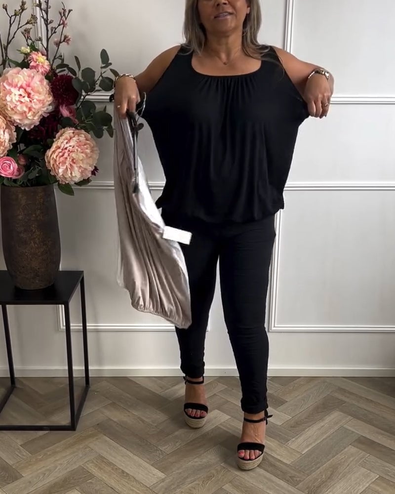Tanktop Mouwloos Effen Geplooid