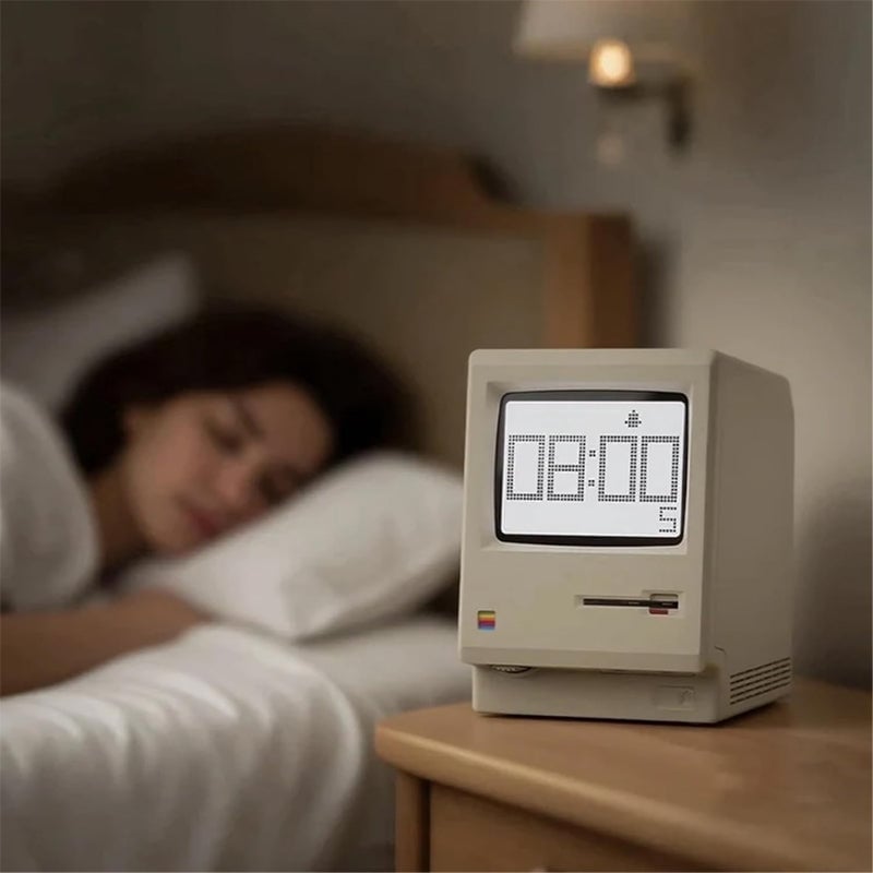 1984 Retro-Inspired Cream Digital Alarm Clock