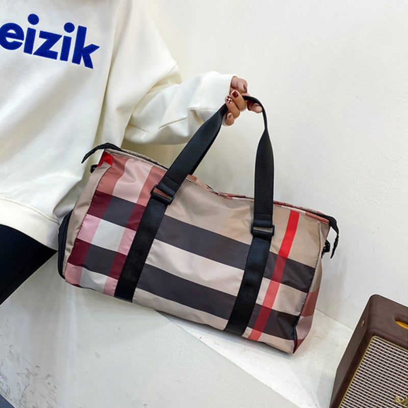 Large Plaid Oxford cloth Weekender/Overnight Travel Bag