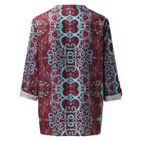 Women's Casual Boho Print V Neck Long Sleeve T-Shirt