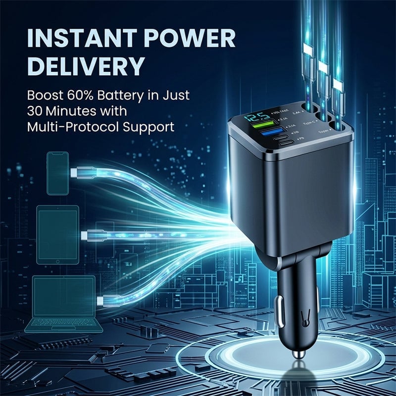 7-Port Universal Retractable Car Charger