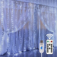 Sakerplus LED Copper String Curtain Lights with USB Remote
