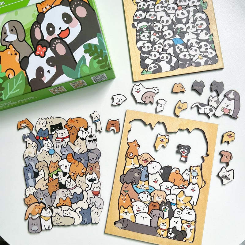 Tier-Stapelspiel Holzpuzzle Lernspielzeug Set