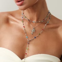 Vintage 4 Piece Set Metal Cross Y-style Long Necklace