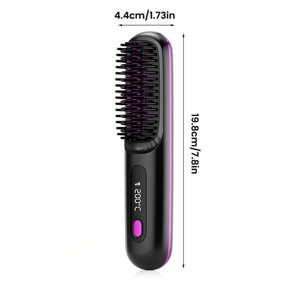 Ceramic Heated Cordless Portable Curling Straightening Brush