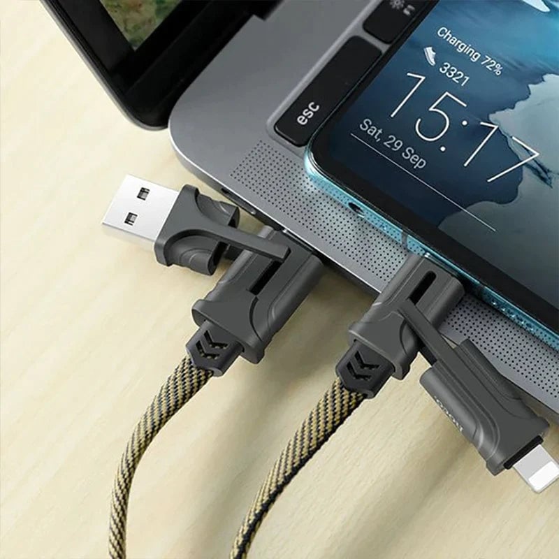 4-in-1-Schnellladekabel aus Nylongeflecht