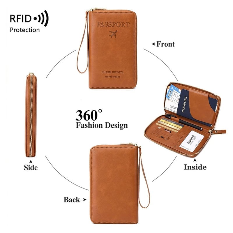 RFID Blocking Long Passport Wallet