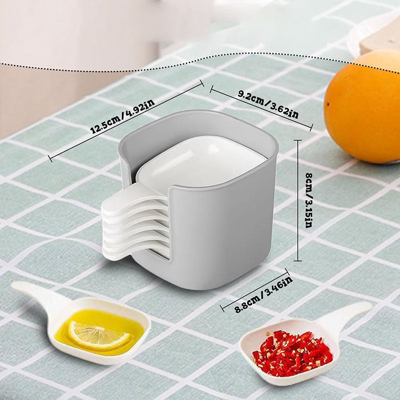 Dipping Sauce Plate and Holder Set, 6Pcs