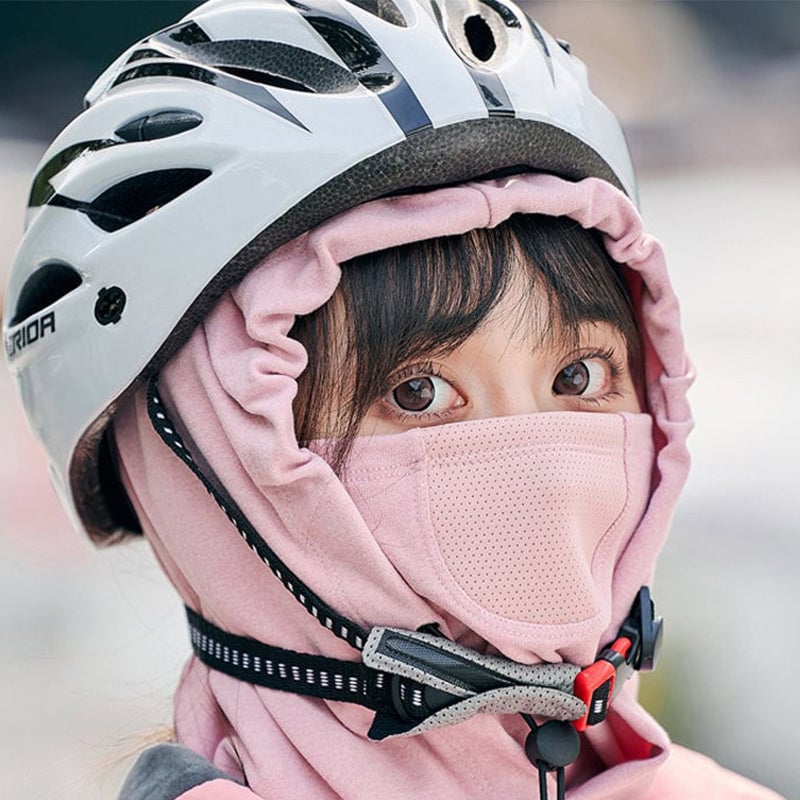Huvtröja med ansiktsmask och nackvärmare för cykling