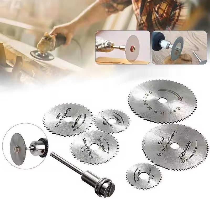 Set van 6 stuks metalen HSS-cirkelzaagbladen