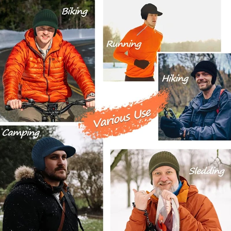 Winter Outdoor Riding Elastic Warm Ear Protection Knitted Hat for Men