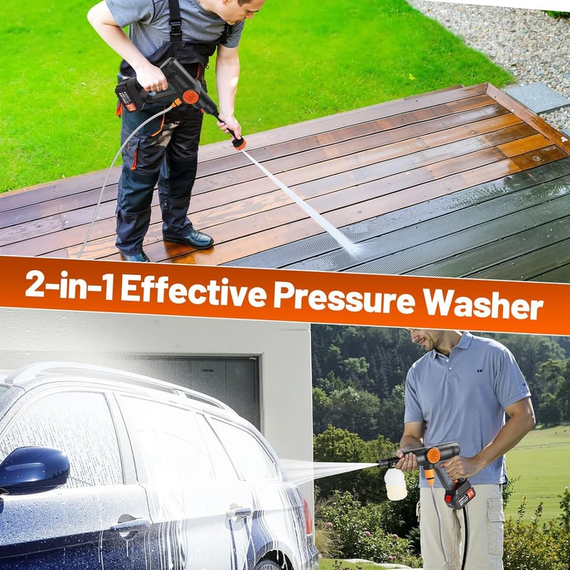 Portable High-Pressure Car Wash Gun with Lithium Battery