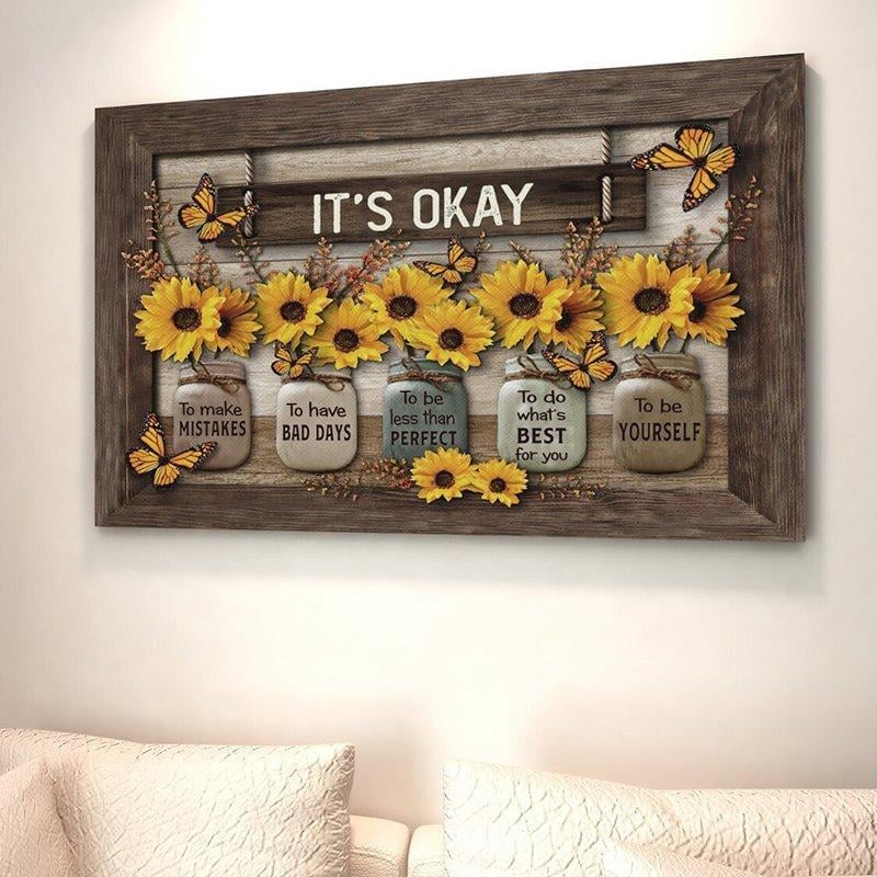 Vlinder Zonnebloemen Muur Kunst