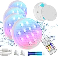 2/4 PCS - Ultra-High Brightness Rechargeable Submersible LED Lights with Remote